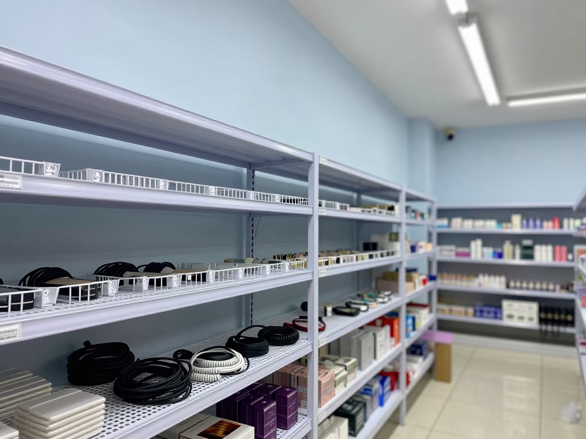 Heat Mat Rack in Khartoum Beauty Supply in in a beauty supply area under white LEDs in Khartoum