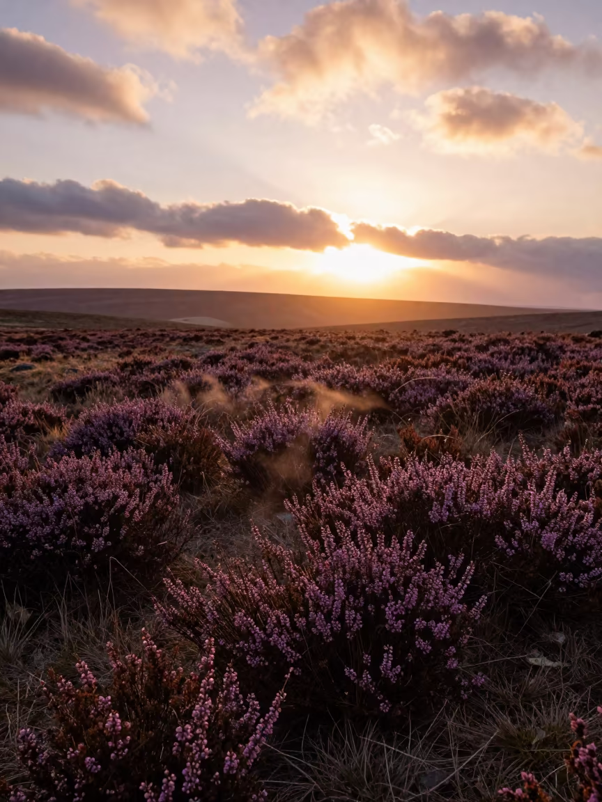 Heather Moor Sunset Ridge Kozan Early Spring in from a ridge above layered foothills near Kozan