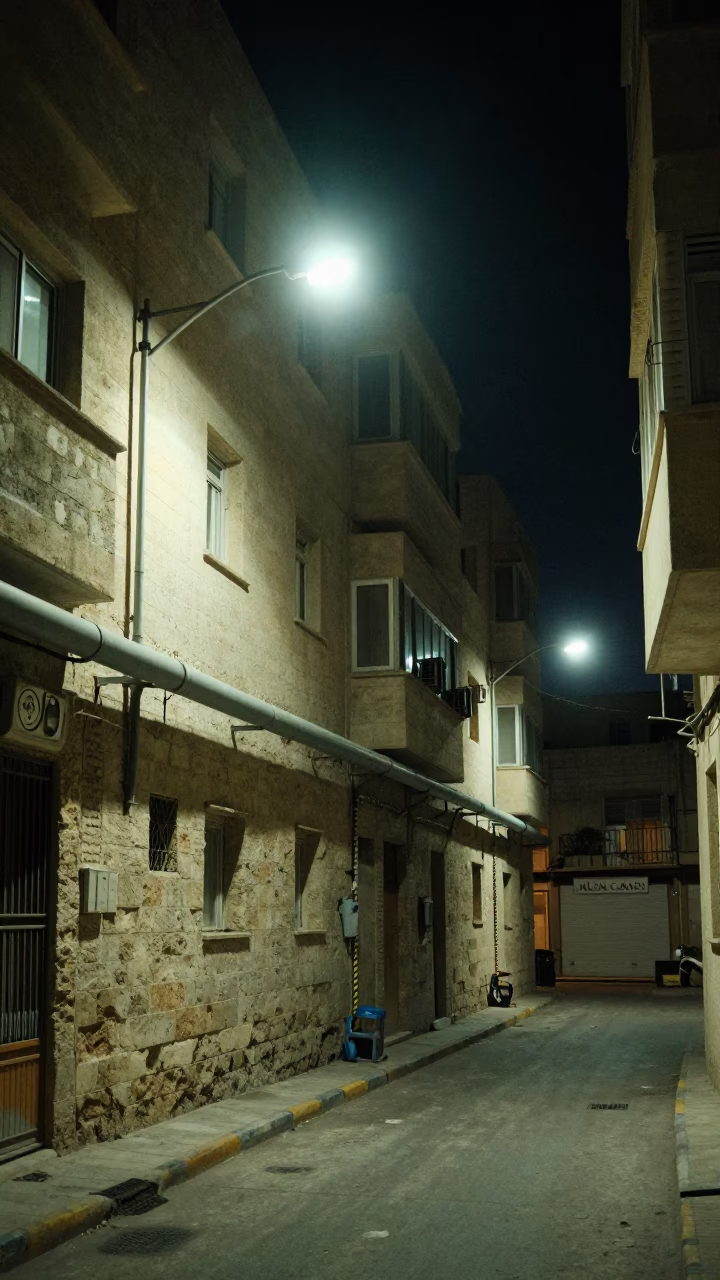 Heating Pipes in Alexandria at Late At Night Light in in Alexandria, Egypt