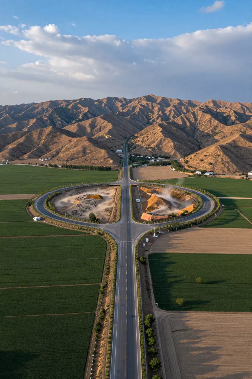 Hebei Road Network Aerial Late Summer Afternoon in in Hebei