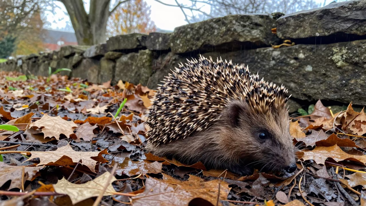 Hedgehog Curled in Bethlehem Morning Drizzle in near Bethlehem