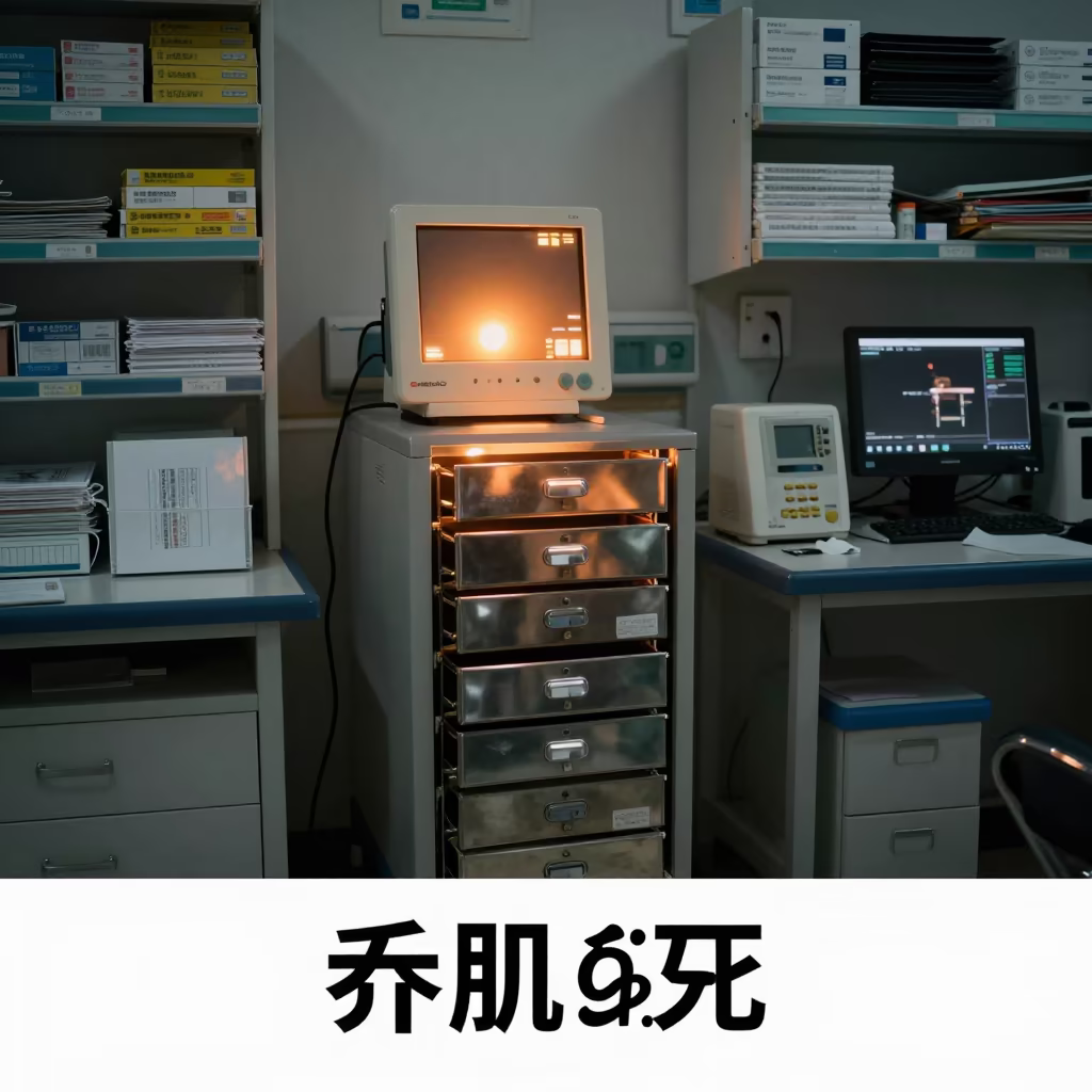 Hefei Nurse Station Appliance Tag Drawer Predawn in at a nurse station under monitor glow in Hefei