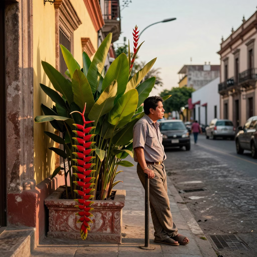 Heliconia Plants in Mexico City at The Late Afternoon Light in in Mexico City, Mexico