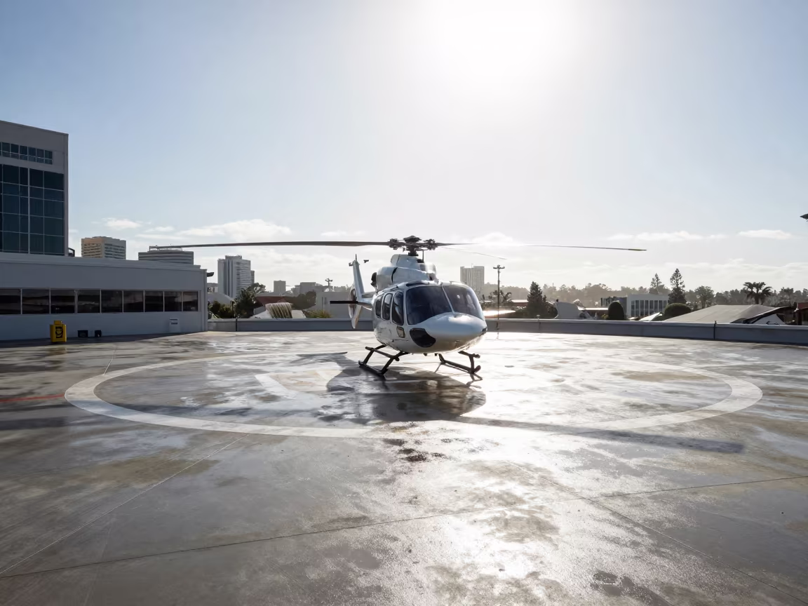 Helicopter Landing on Perth Hospital Rooftop in on a hospital rooftop helipad in Perth