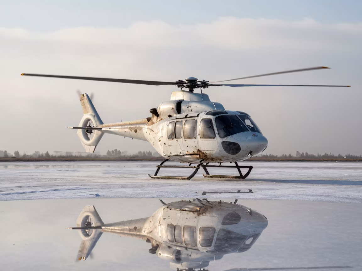 Helicopter Over Salt Flats With Stacked Clouds in in Henan
