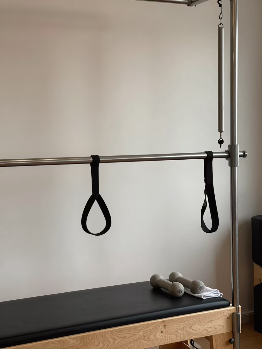 Helwan Fitness Studio Rail with Bands and Weights in inside a yoga studio before the session begins in Helwan