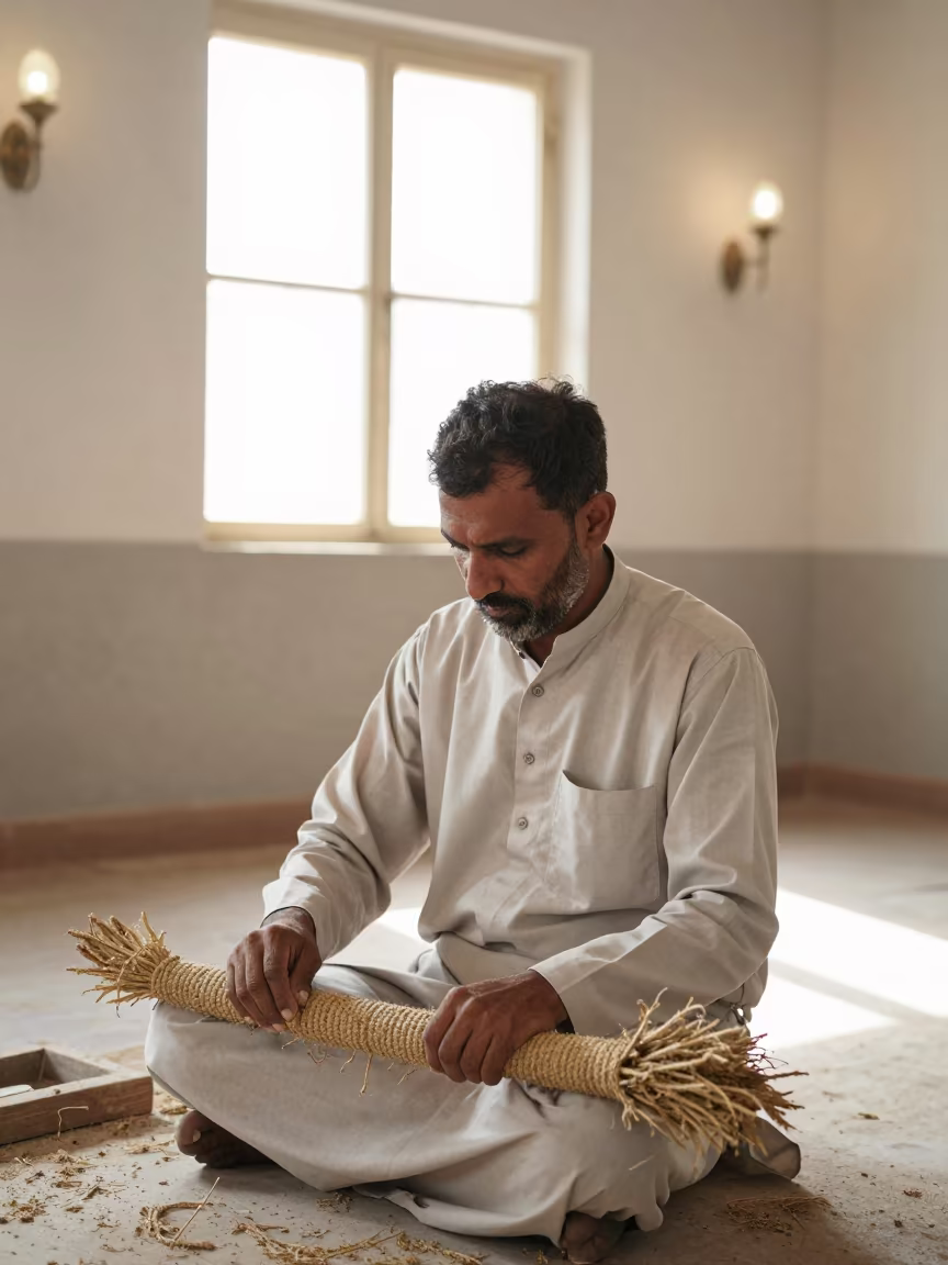 Hemp Rope Maker with Twine Hair in Quetta Room in inside a quiet rehearsal room in Quetta