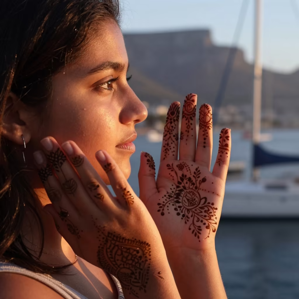Henna Palm Portrait Cape Town Dawn Light in in Cape Town