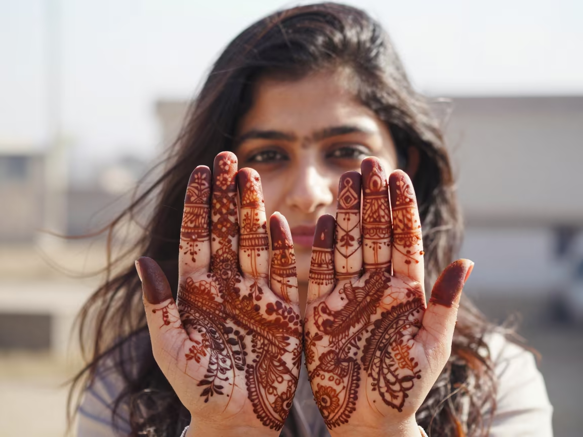 Henna Palm Portrait Girl Lahore Winter in near Lahore