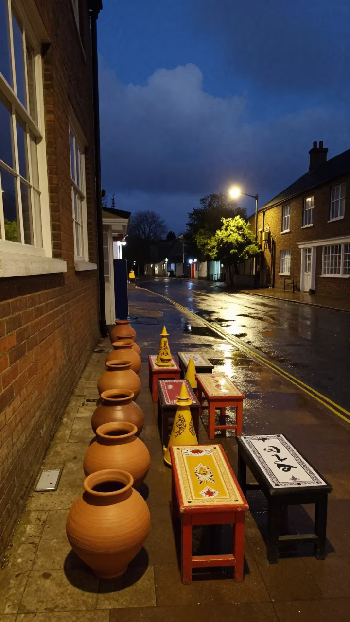 Henna Station and Stools in Ipswich Hall in in a prayer hall in Ipswich