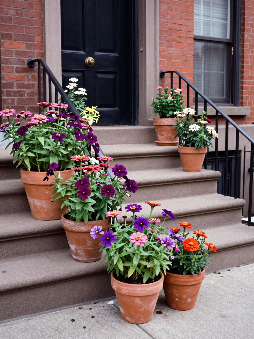 Herb Pots in Philadelphia at Afternoon Light in in Philadelphia, Pennsylvania, United States