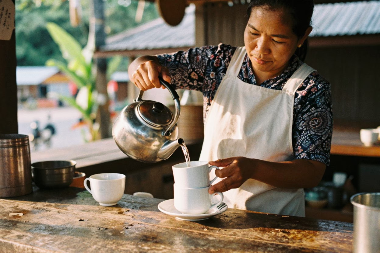 Herbal Tea in Chiang Mai at The Early Afternoon Light in in Chiang Mai, Thailand