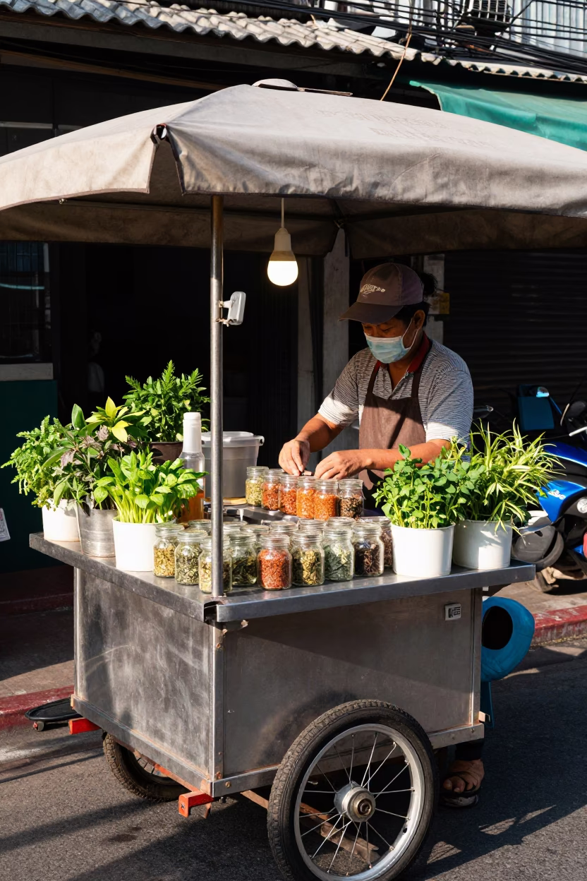 Herbs in Bangkok at Afternoon Light in in Bangkok, Thailand
