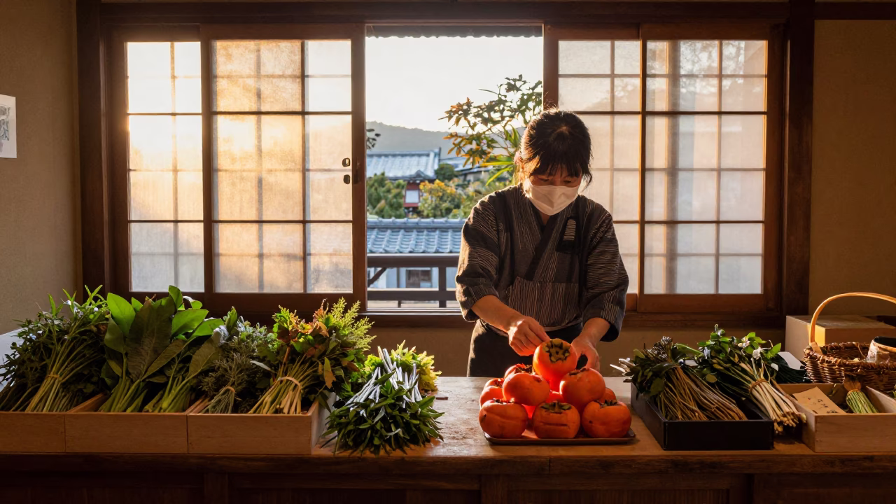 Herbs in Kyoto at Golden Hour in in Kyoto, Japan