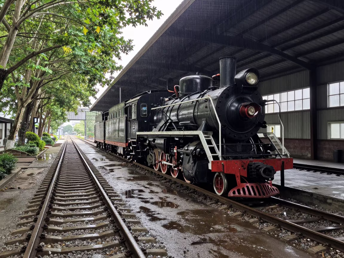 Heritage Steam Locomotive in Sichuan Station Shed in in Sichuan