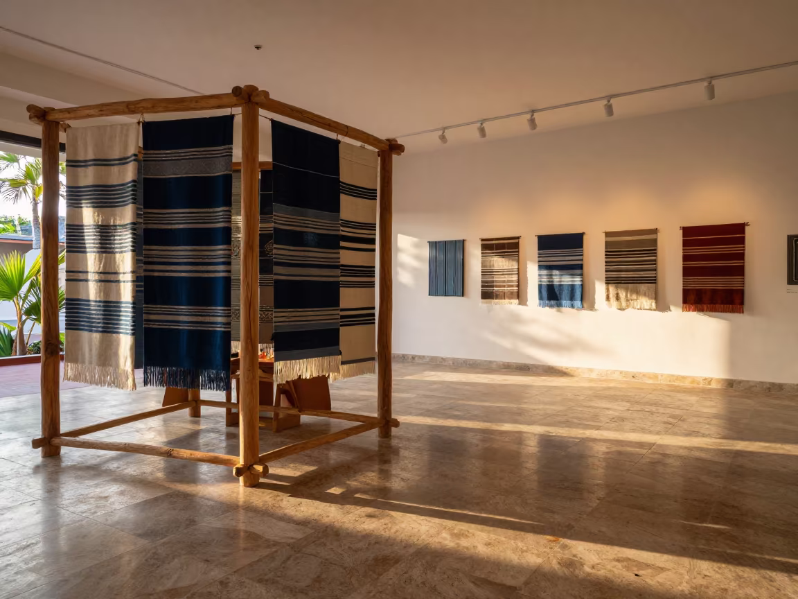 Heritage Textile Display in Ceremonial Alcove in in a ceremonial alcove near Cagua