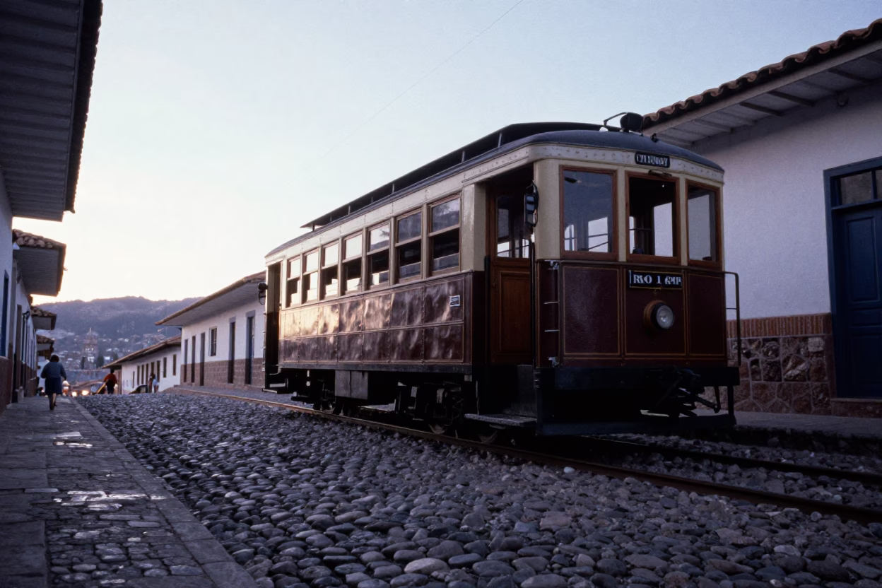 Heritage Tram in Cusco at First Light Of Dawn in in Cusco, Peru