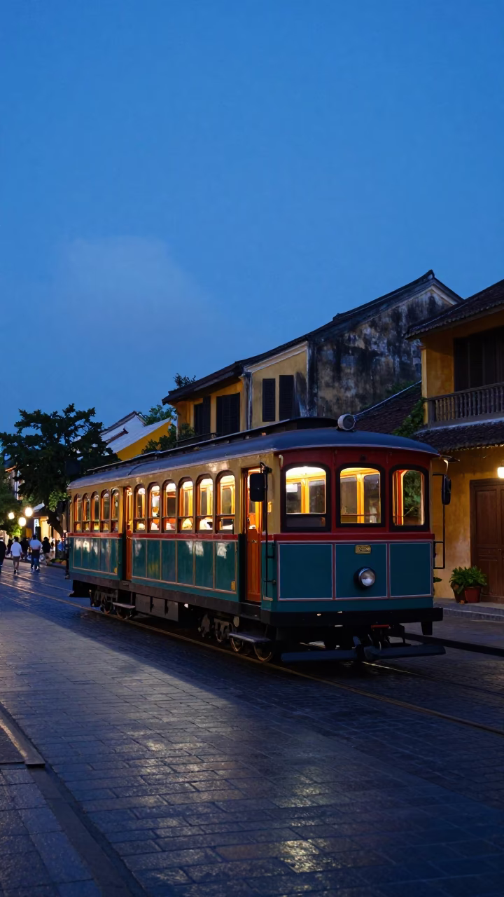 Heritage Tram in Hoi An at Blue Hour in in Hoi An, Vietnam