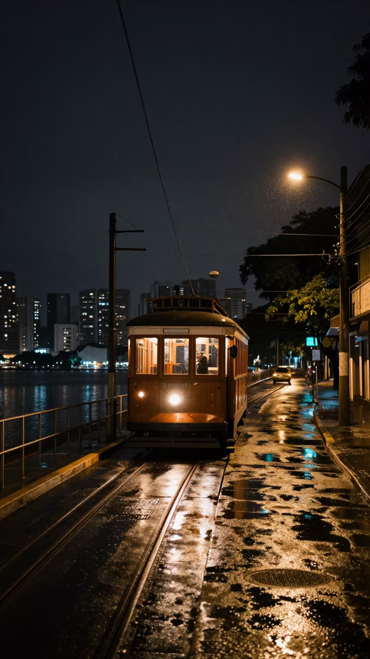 Heritage Trolley on São Paulo Waterfront in along a switchback approach in São Paulo state