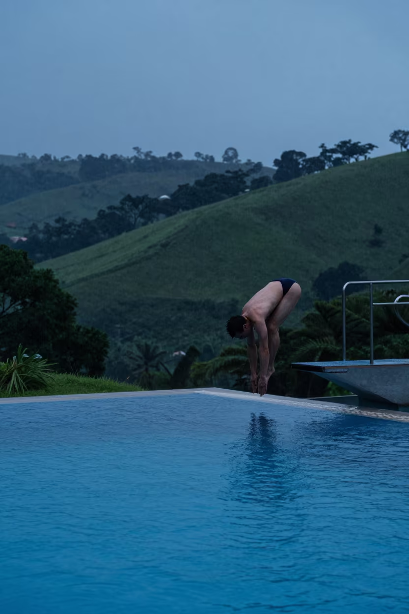 High Diver in Steel Blue Monsoon Light in on a hillside near Harare