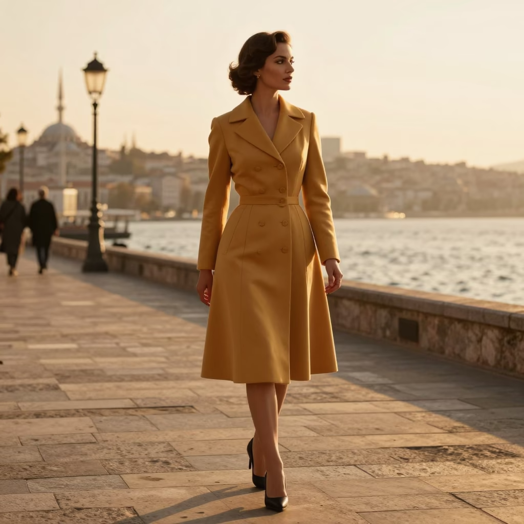 High Fashion 1950s Elegance in Izmir Turkey Honeyed Evening Light in in Izmir, Turkey