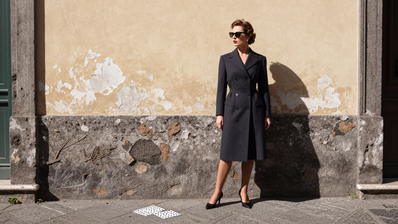 High Fashion 1950s Naples Street Style with Domino Game and Soap Residue in in Naples, Italy