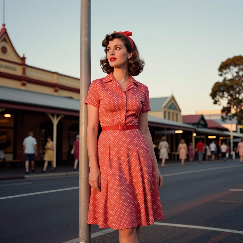 High Fashion 1960s Hobart Tasmania Dawn Street Style and Vintage Automotive Scene in in Hobart, Tasmania, Australia