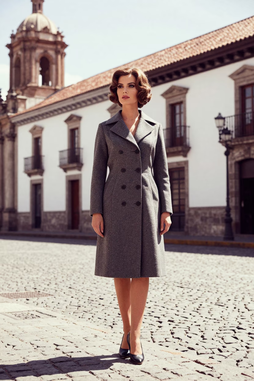 High Fashion 1960s Portrait in Quito Ecuador Bright Midmorning Light in in Quito, Ecuador