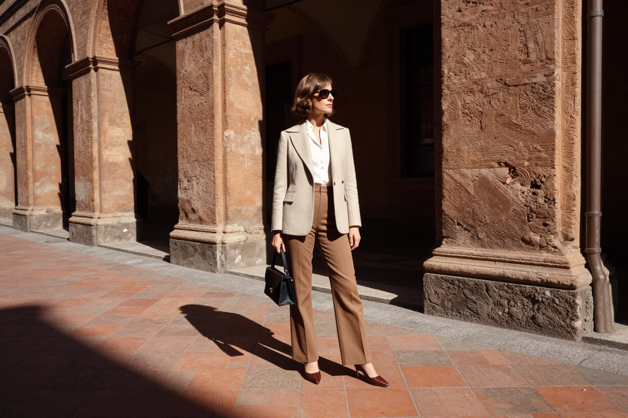 High Fashion 1970s Street Style in Bologna Italy Midday Sunlight in in Bologna, Italy