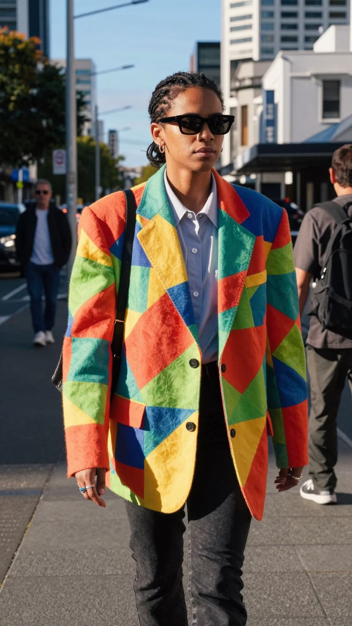 High Fashion 1980s Auckland Street Style Late Morning Urban Candid Moment in in Auckland, New Zealand