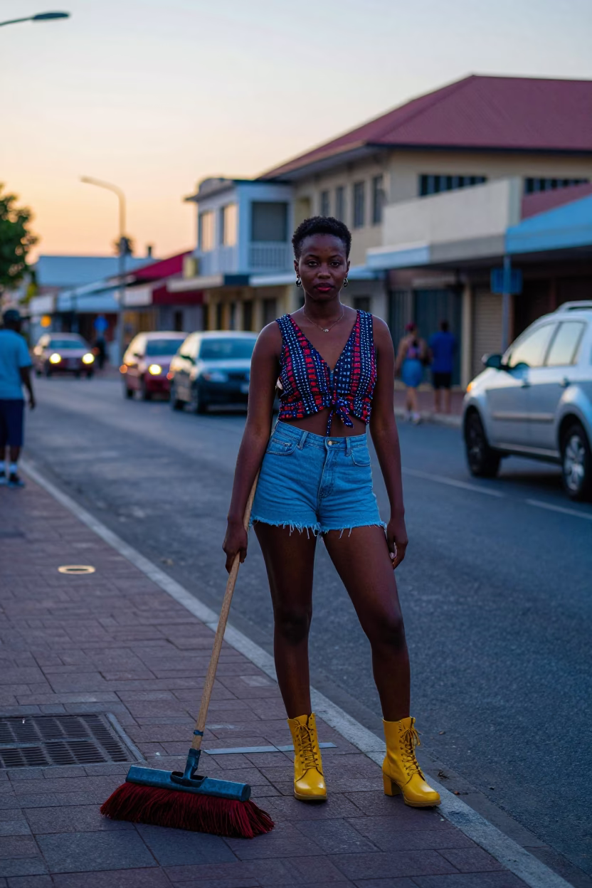High Fashion 1980s Durban Sunrise Street Style Mops and Wrench in in Durban, South Africa