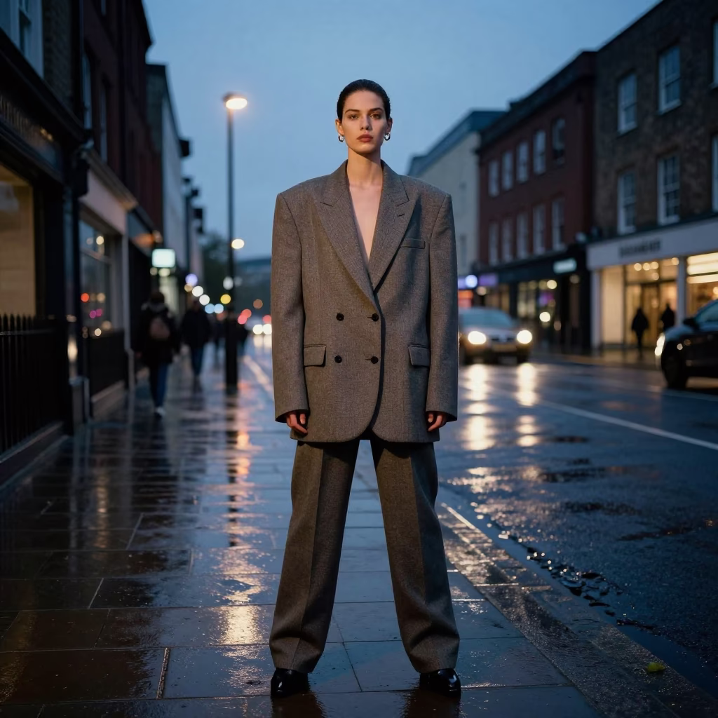 High Fashion 1980s Editorial Shoot in Bristol UK Early Evening Street Scene in in Bristol, United Kingdom
