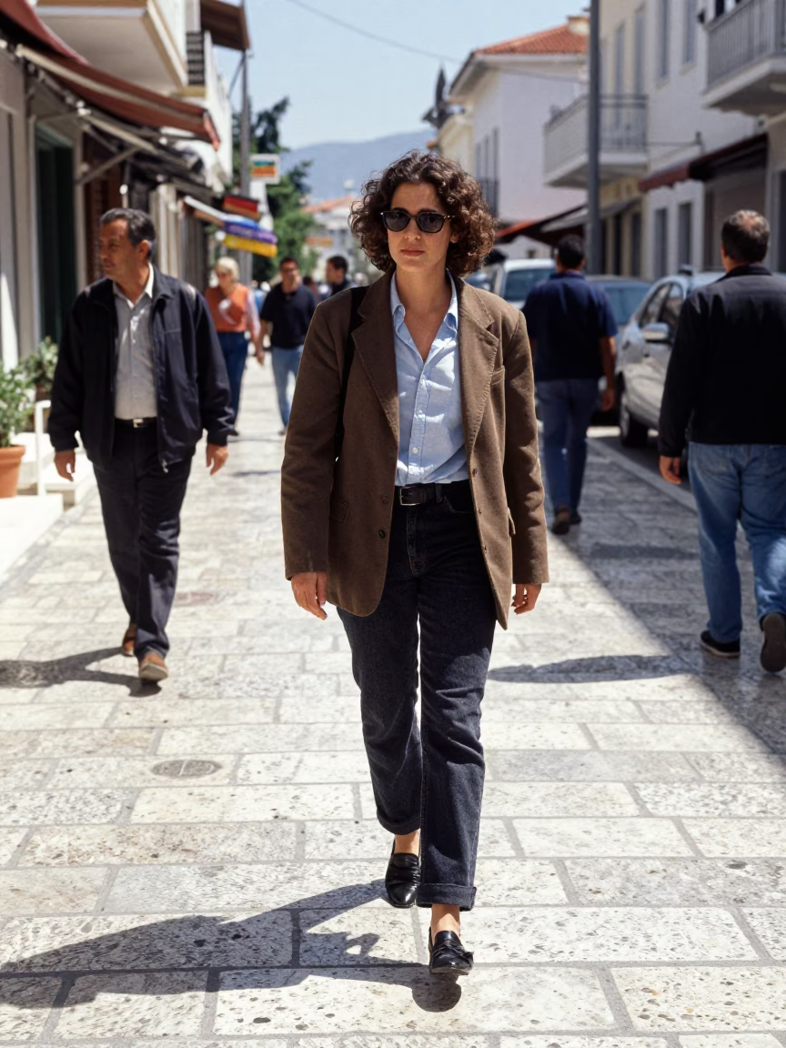 High Fashion 1990s Athens Greece Street Scene Noon Light in in Athens, Greece