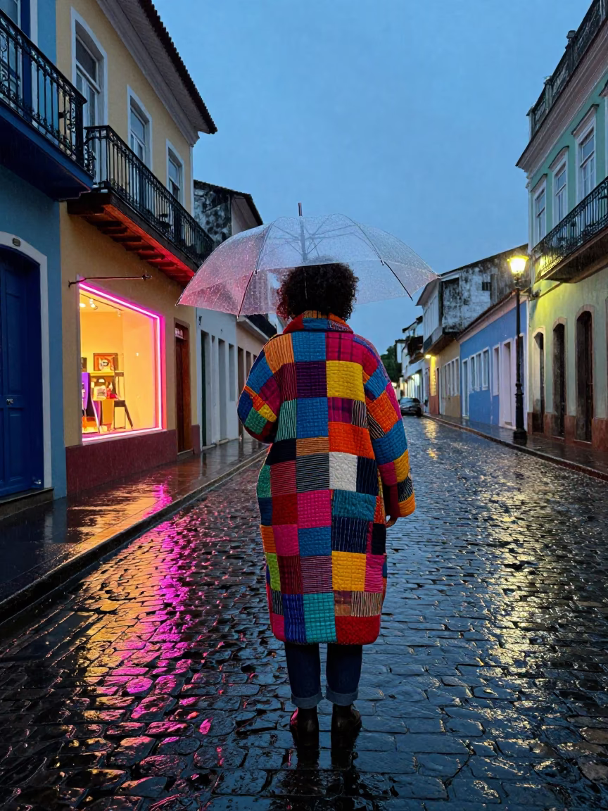 High Fashion Colorful Dusk Scene Salvador Brazil Rain in in Salvador, Brazil