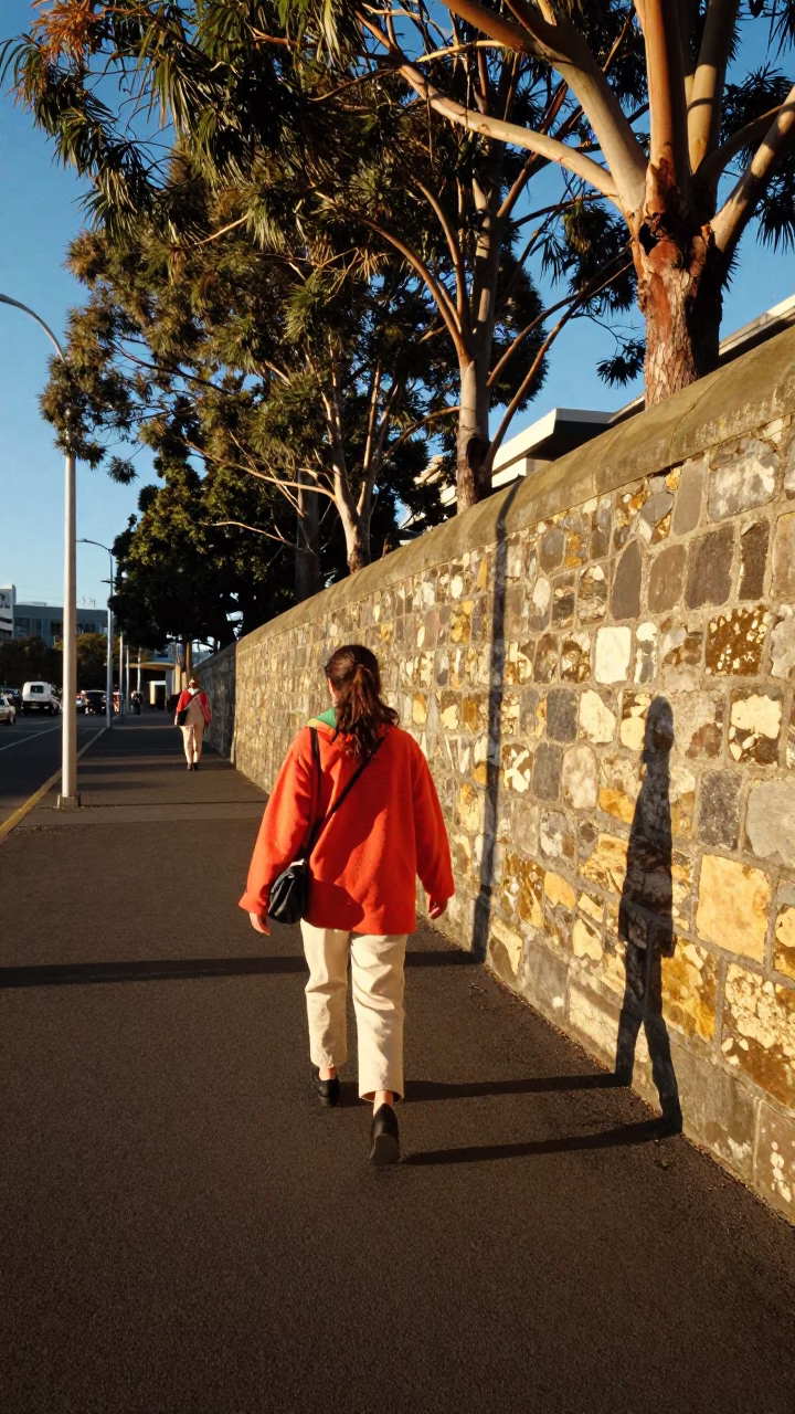 High Fashion Colorful Late Afternoon Street Style in Hobart Tasmania Australia in in Hobart, Tasmania, Australia