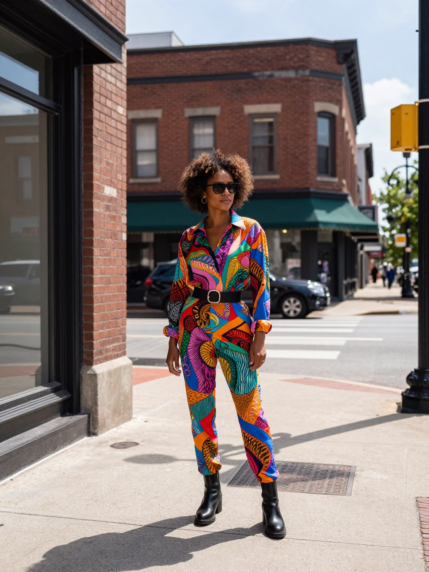 High Fashion Colorful Noon Street Portrait in Nashville Tennessee in in Nashville, Tennessee, United States