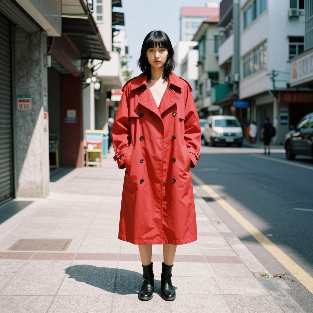 High Fashion Colorful Street Portrait in Kaohsiung Noon Light in in Kaohsiung, Taiwan