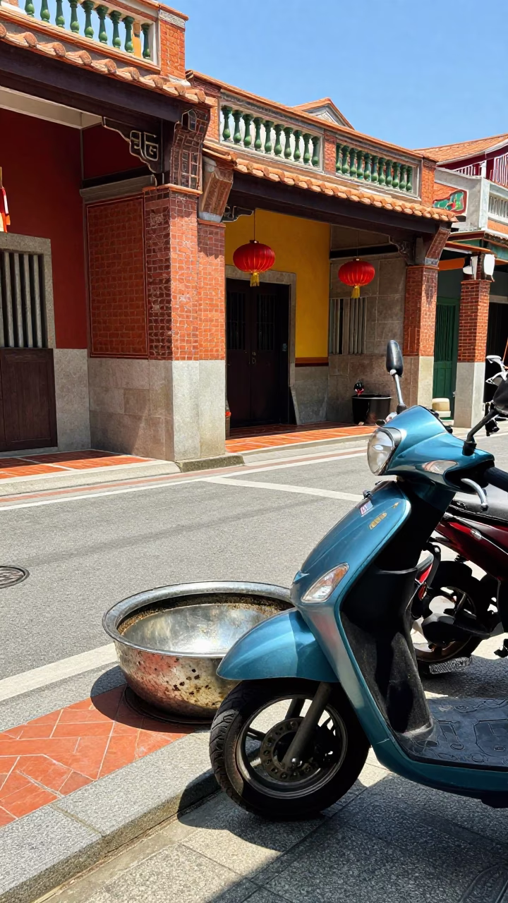 High Fashion Colorful Street Scene in Tainan Taiwan Noon Sunlight in in Tainan, Taiwan