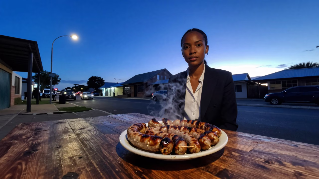 High Fashion Durban Twilight Street Style with Braai Plate and Geraniums in in Durban, South Africa