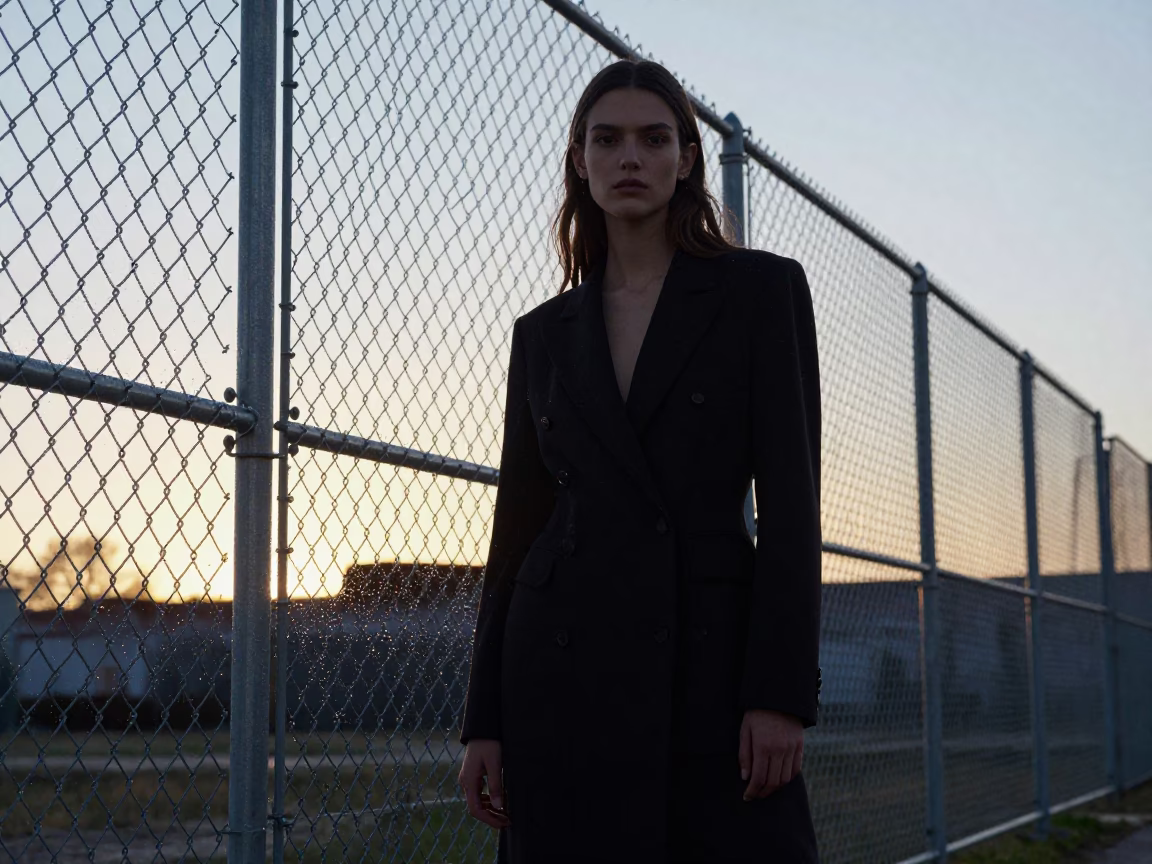 High Fashion Editorial at Pre-Dawn Madrid Substation with Model and Vintage Record Player in in Madrid, Spain
