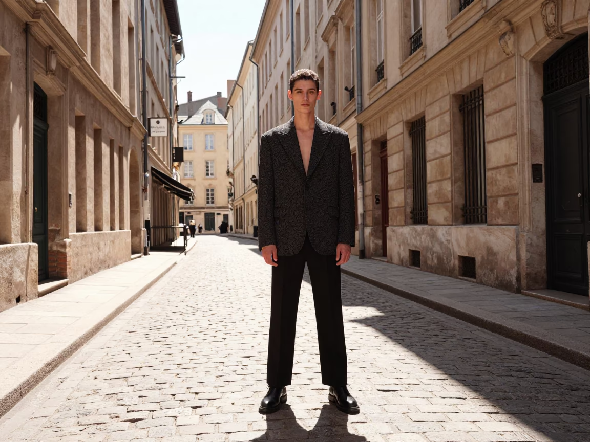 High Fashion Editorial Portrait of Model in Lyon France Noon Light in in Lyon, France