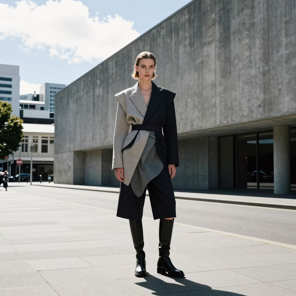 High Fashion Editorial Shoot in Wellington New Zealand Noon Light with Urban Details in in Wellington, New Zealand