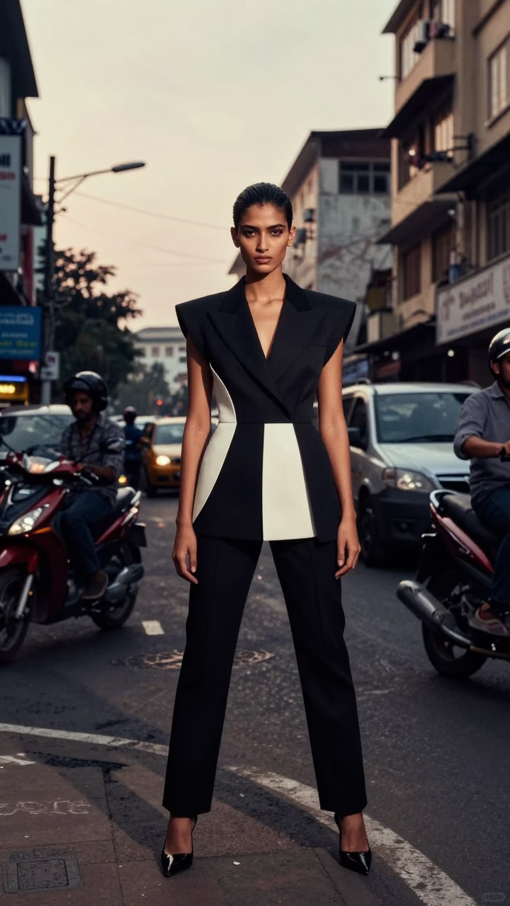 High Fashion Editorial Shot in Chennai India Early Evening Street Style in in Chennai, India