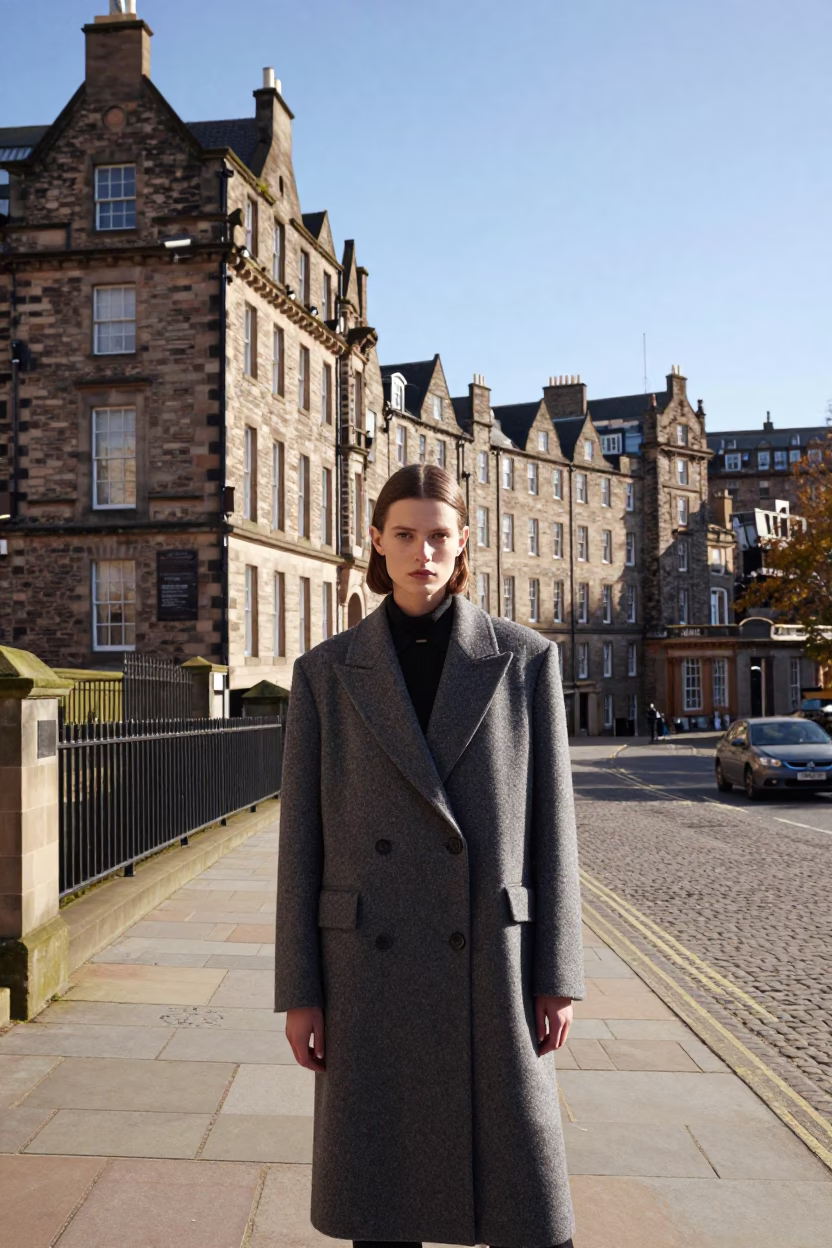 High Fashion Editorial Shot in Edinburgh Scotland Midmorning Light with Vintage Style in in Edinburgh, United Kingdom