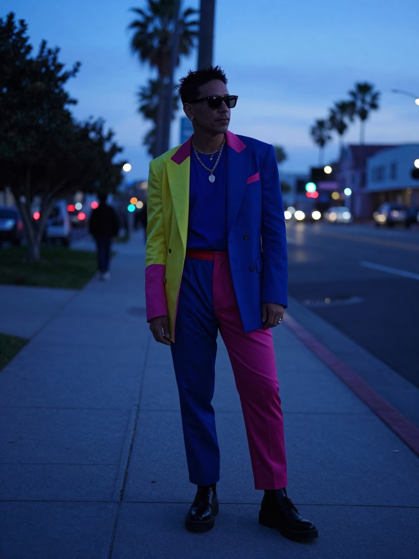 High Fashion Evening Portrait in San Diego Last Blue Light with Vintage Style Elements in in San Diego, California, United States