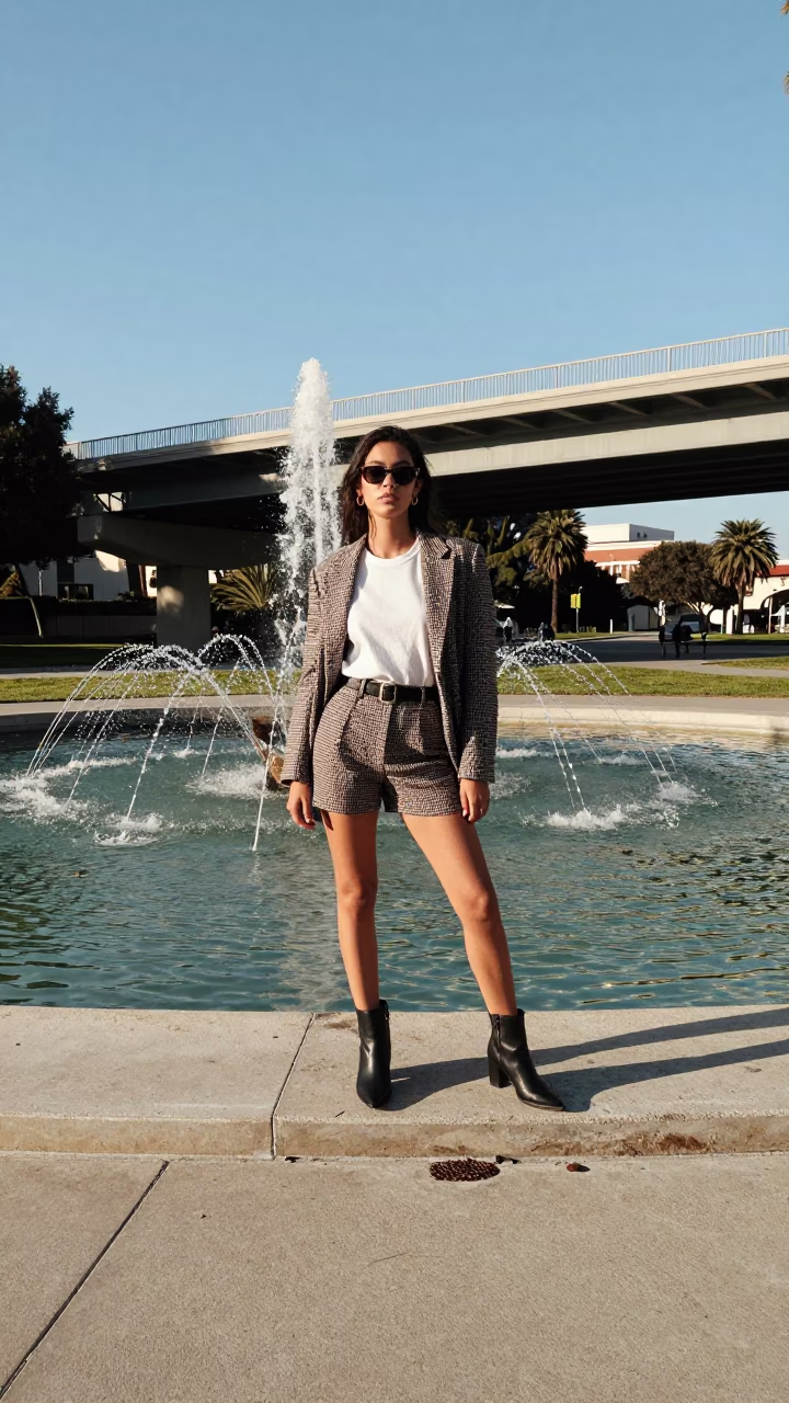 High Fashion Los Angeles Late Afternoon Overpass and Campus Fountain Maintenance in in Los Angeles, California, United States