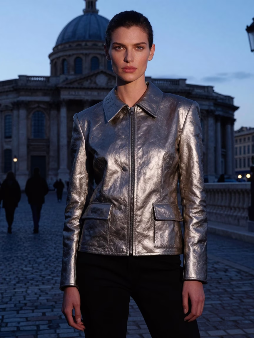 High Fashion Model in Marseille Pre-Dawn Street Style Near Old Port in in Marseille, France