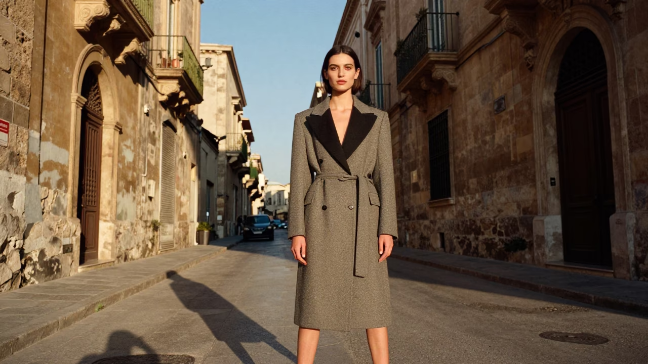 High Fashion Model in Palermo Street Late Afternoon Light with Local Details in in Palermo, Italy
