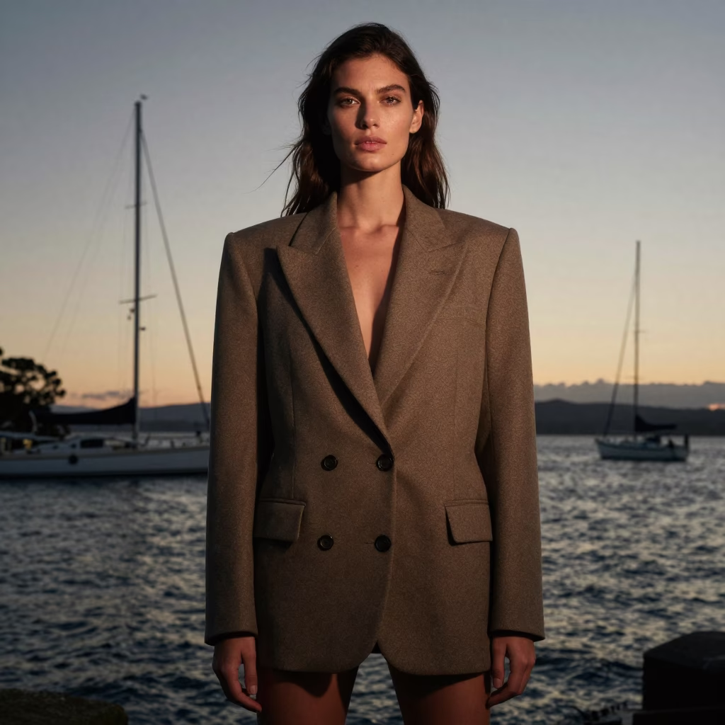 High Fashion Portrait at Nautical Dawn in Hobart Tasmania with Vintage Styling in in Hobart, Tasmania, Australia