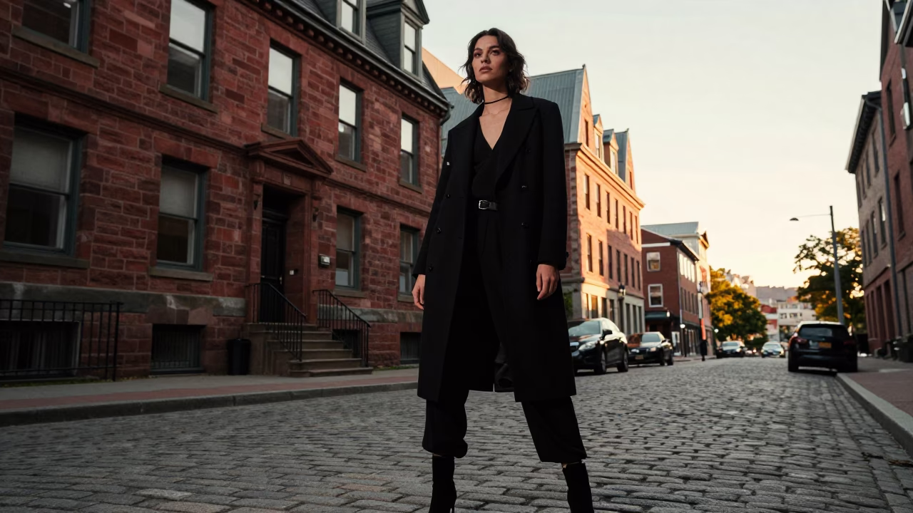 High Fashion Portrait in Halifax Nova Scotia Late Afternoon Urban Street Scene in in Halifax, Nova Scotia, Canada